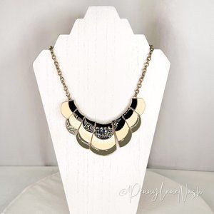 Vintage Tri Color Plates Bib Necklace